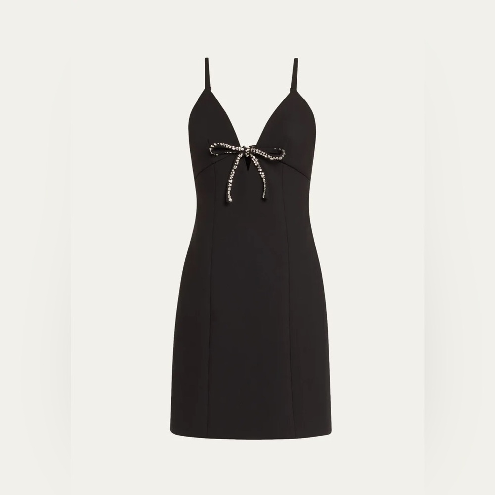 NWT Cinq à Sept Adele Black Minidress Bow Embellished Crystal